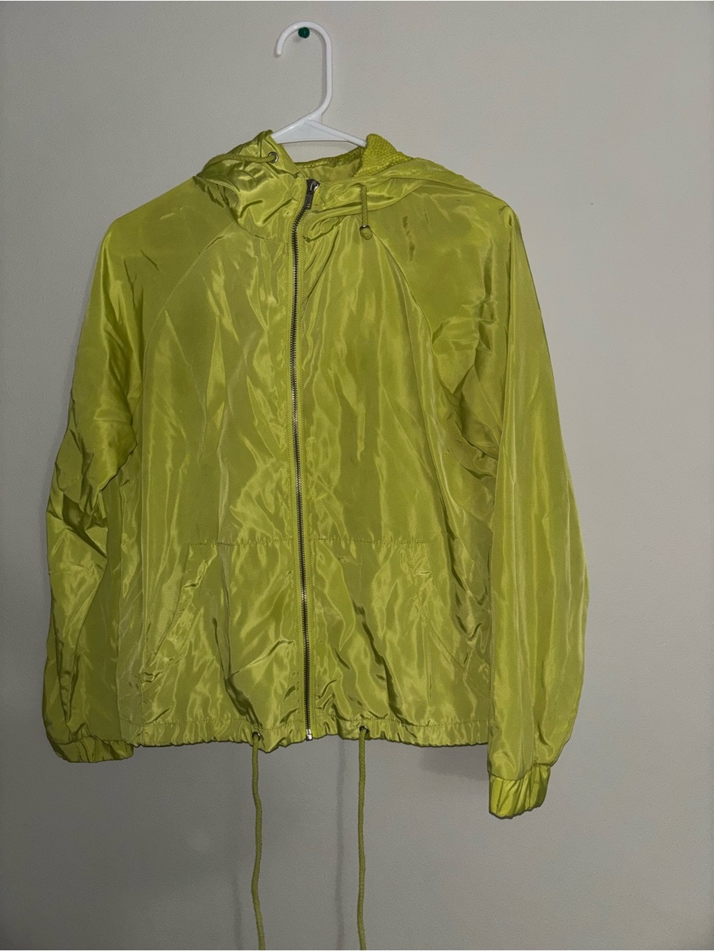 Lightweight Lime Green Hooded Windbreaker Jacket